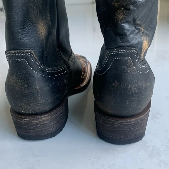 Western cowboy distressed leatherboots - Picture 6 of 11